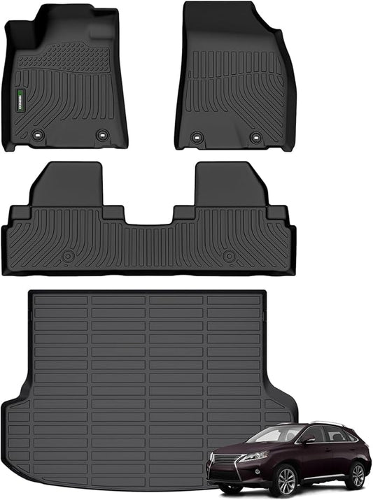 ANBINGO®-Floor Mats & Cargo Liner Custom for 2010-2015 RX / RX350 / RX450h All Weather Protection TPE Heavy Duty Non-Slip Automotive RX Floor Liners Fits Full Set RX350 Accessories, Black