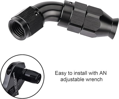 EVIL ENERGY 4AN 60 Degree PTFE One Piece Full Flow End Hose Fitting Aluminum Black