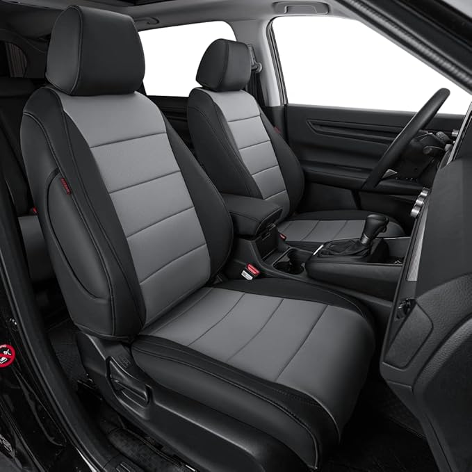 coverdream Custom Seat Covers Compatible with Select Honda CRV 2012 2013 2014 Models - Leatherette (Black/Gray,Full Set)