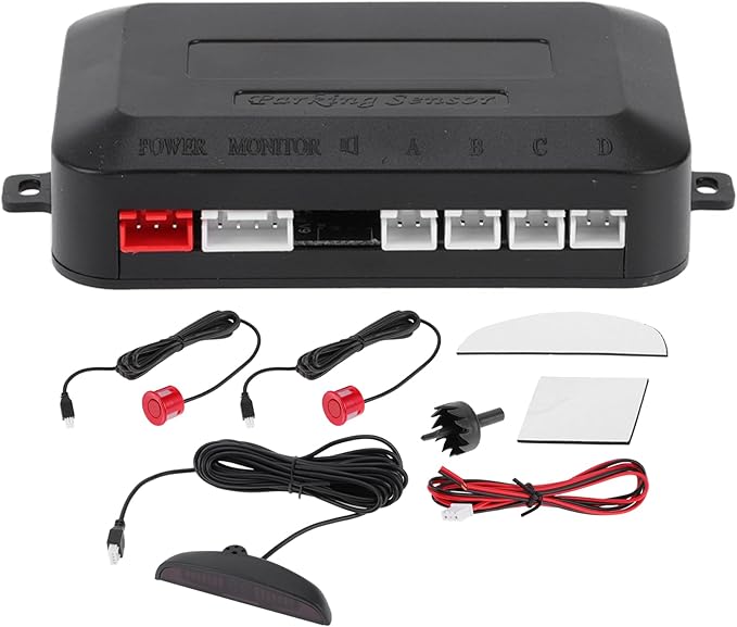 Motoforti Universal Car Auto Vehicle Reverse Backup Radar System Reverse Parking Sensors Alarm Buzzer Reminder Distance Detection Red 2 Pcs Parking Sensors