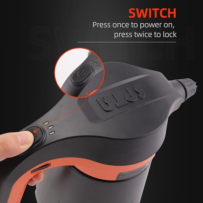 SPTA Electric Pressurized Soap Sprayer - 2.25L/76 oz Cordless Car Foam Sprayer with 500ML Car Wash Shampoo for Detailing
