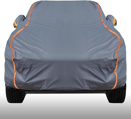 KEYOOG Universal Waterproof Heavy Weight Full Car Covers, Fit Pickup, All Weather, Outdoor Full Cover Weatherproof UV Sun Protection Snow Dust Storm Resistant with PEVA Cotton, Fit Length 180"-206"