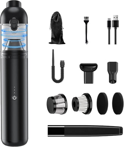 Car Vacuum Portable Cordless, 4-in-1 Handheld Vacuums Cordless, 16,000PA Strong Suction Portable Vacuum for Car, One-touch to Empty, Lightweight Air Dust Buster for Travel, Office, Pet Hair & Home