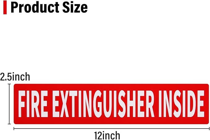 Madrigal Fire Extinguisher Inside Sticker Sign,8Pack 12x2.5" Self-Adhesive Vinyl, Weatherproof & UV Protected for Cars, Trailers, Rv's, Trucks and Vehicles, Red on White