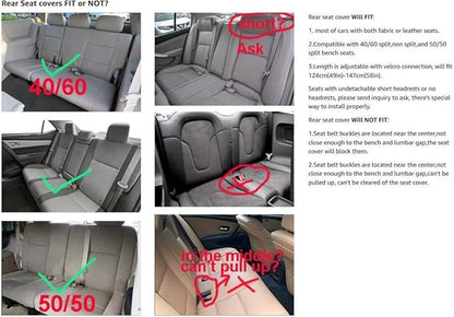 Seat Covers Full Set, Waterproof Leather Seat Covers for Cars, 5 Seats Universal Car Seat Protectors, Black Car Seat Covers Car Seat Cushions Fit for Most Cars (Black-red)