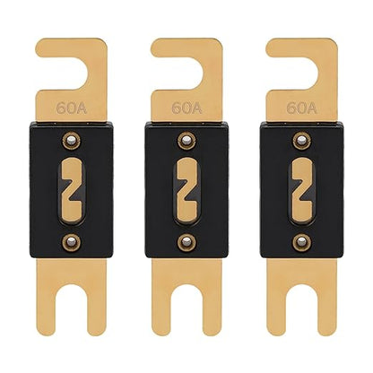 60A ANL Fuse 60 Amp Inline Blade Fuses 32V for Car Audio Inverter Automotive Stereo (Pack of 3 pcs)