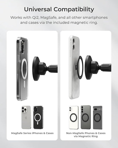iOttie iTap 3 Magnetic Air Vent Car Mount Phone Holder with Magnetic Ring Adapter. Compatible with MagSafe, iPhone, and Android Smartphones