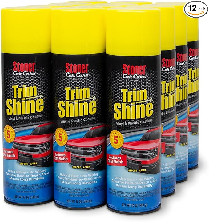 Stoner Car Care 91034-12PK Trim Shine – Vinyl and Plastic Protectant Coating for Interior & Exterior Car Detailing – Restores OEM Color, Adds Shine, UV & Water Protection – 12 Oz, Pack of 12
