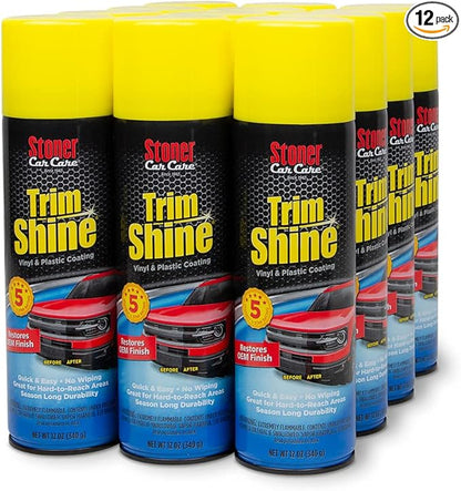Stoner Car Care 91034-12PK Trim Shine – Vinyl and Plastic Protectant Coating for Interior & Exterior Car Detailing – Restores OEM Color, Adds Shine, UV & Water Protection – 12 Oz, Pack of 12