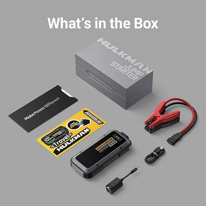 Hulkman Alpha85,Space Gray,2000A 74Wh Smart Jump Starter,12V Portable Car Battery Booster with 3.3" Display,USB-C Power Pack,5-Mode Flashlight,Jumper Cables for up to 8.5L Gas/6.0L Diesel