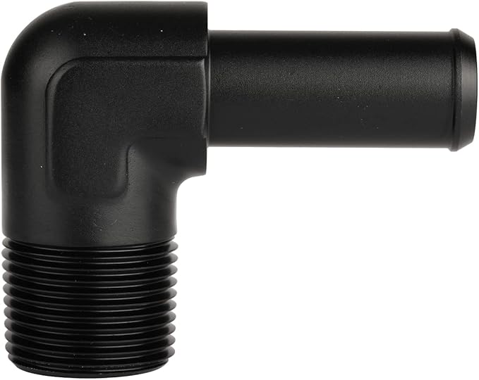 3/4 NPT Male to 3/4" Hose Barb Fitting Adapter 90 Degree Elbow Aluminum Black