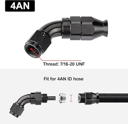 EVIL ENERGY 4AN 60 Degree PTFE One Piece Full Flow End Hose Fitting Aluminum Black