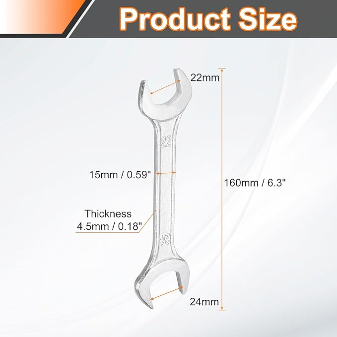 HARFINGTON 5pcs Double Open End Wrench 22mm x 24mm Metric 15 Degree Offset Angle Small Flat Head Wrench Galvanizing Open Ended Spanner for Automotive Repair Furniture Assembly