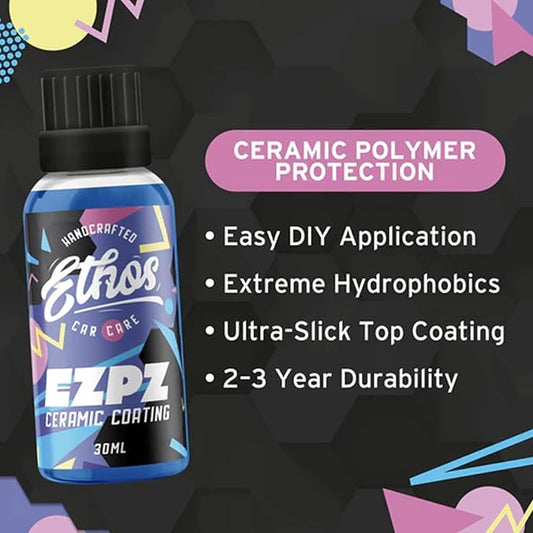 EZPZ - Ceramic Coating For Cars - Advanced Ceramic Polymer Coating for Cars - Easy DIY Application, Extreme Hydrophobics, Ultra-Slick Finish - Durable Formula