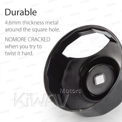 KiWAV Oil Filter Cap Wrench Tool compatible for 1984-2021 Harley Spin-on Oil Filters (Except '15-later XG) Twin Cam Oil Filters with 76 x 14 Flutes (Crank Sensor)