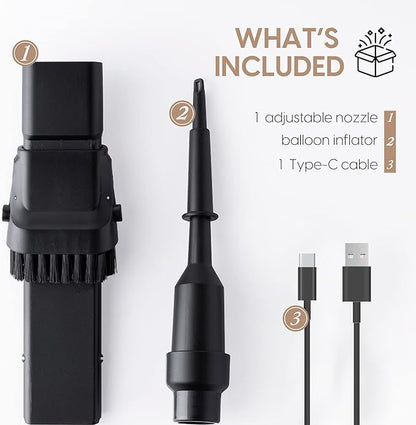 Starument Handheld Vacuum Cleaner - Cordless Vacuum Cleaner for Cleaning Dust, Dirt, Pet Hair Suction - Compact, Rechargeable & Wireless Device for Home, Office, Car - USB-C Cable, Crevice Suction