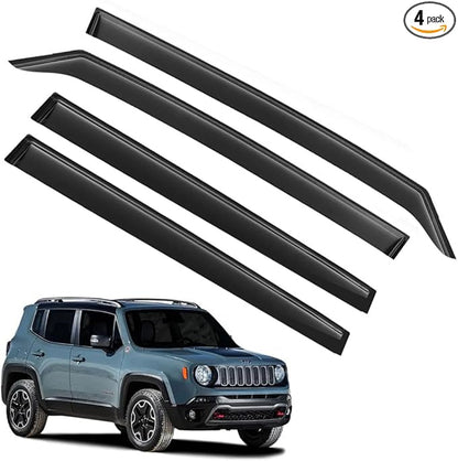 Rain Guards for Jeep Renegade 2015-2023, Tape-on Side Window Deflectors for Jeep Renegade, Window Visors for Jeep Cars, for Jeep Car Accessories, 4 pcs