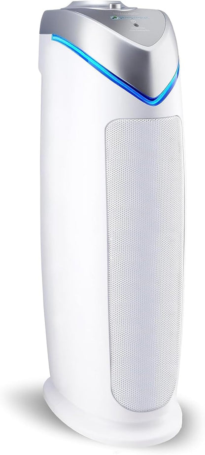 GermGuardian Air Purifier for Home with HEPA Pure Filter, for Wildfire Smoke, Pet Dander, Pollen, Odors, Large Rooms Up To 743 Sq. Ft., Removes 99.97% Pollutants, UV-C Light, 22", AC4825W, White