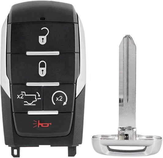 Key Fob Remote Replacement Fits for Dodge Ram 1500 2019 2020 2021 2022 2023 2024 4 Buttons 433MhzSmart Key Fob FCC ID: OHT-4882056 P/N: 68442907 68291689 (5 Buttons)