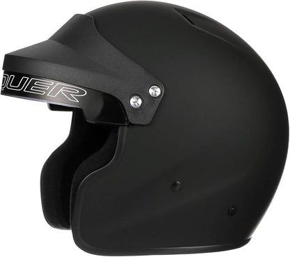Conquer Snell SA2020 Approved Open Face Auto Racing Race Car Helmet - Adult | Men | Women | Youth - ( Black / White / Silver )