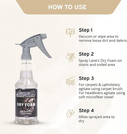 LANE'S Carpet Cleaner Spray- Carpet Cleaner Foam, Removes Odor, Fights Tough Dirt and Stains, Professional Grade Cleaning Spray- 32 Oz