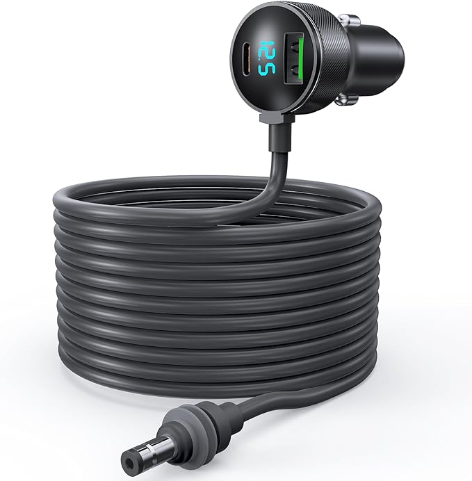 3-in-1 Starlink Mini Cable, Car Charger with Digital Display | 40W USB-C PD & 35W USB-A Ports | All-Weather Shielded Cable for RV, Truck, Boat (12V-48V) (16.4ft)