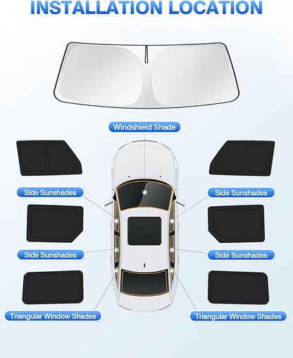 Windshield Sun Shade for 2021-2025 2026 Ford Bronco 4 Door Side Rear Window Shade Cover Sun Visor Shield Privacy Protection Keep Vehicle Cool Black 7PCS