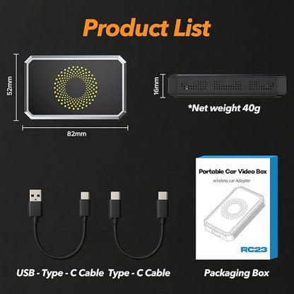 Volam 3-in-1 Wireless CarPlay Adapter Magic AI Video Box for iPhone with Netflix YouTube Plug and Play for Factory OEM Wired Car Play Cars & iOS 10+