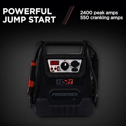 Schumacher Electric DSR ProSeries Car Battery Jump Starter, Maintainer & Portable Power Station - 12V 2400 Peak Amps & 500 Cranking Amps - with DC & USB Charging Ports - DSR158