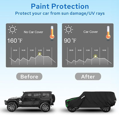 Avecrew for Jeep Wrangler Cover Waterproof 2 Door, All Weather for Jeep Rain Cover for Automobiles, Outdoor Full Exterior for Jeep Covers Fits JK JL TJ YJ CJ （Green）