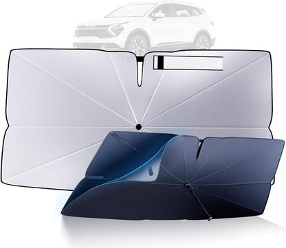 Windshield Sun Shade Umbrella for 2023-2026 Kia Sportage NQ5 Accessories: Custom Fit 240T Silver, Double Thickened, Foldable Sunshade Window Sun Visor, Ultimate 99% UV Blocking for LX/EX/SX/X-Line