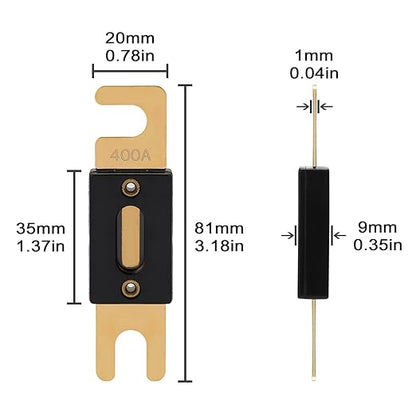400A ANL Fuse 400 Amp Inline Blade Fuses 32V for Car Audio Inverter Automotive Stereo (Pack of 3 pcs)