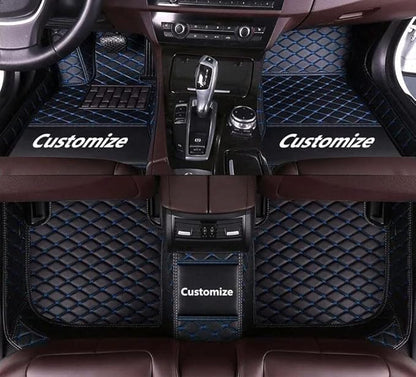 Custom All-Weather Protection Leather Car Floor Mats for Cars Sedan SUV Sports Car Waterproof Floor Mat (Black Blue)