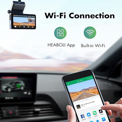 4K Dual Dash Cam Front and Rear, Wi-Fi GPS, 3 Inches IPS Touch Screen, Car Camera Driving Recorder with Night Vision, Parking Mode
