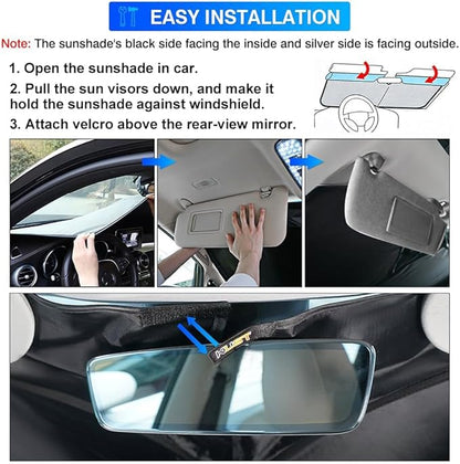 KUST Windshield Sun Shade Custom Fit for 1990-2018 Mercedes G W463 G550 G55 G63 G65 Accessories(Not for 2019-2021 Mercedes Benz G Class)Car Windshield Sunshade Window Sun Visor Protector Foldable Bloc