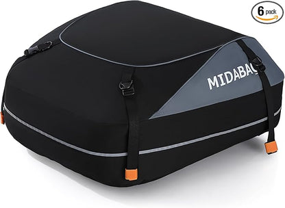 MIDABAO Waterproof Duty Car Roof Top Carrier-Car Cargo Roof Bag Car Roof Top Carrier - Waterproof & Coated Zippers- Includes Anti-Slip Mat- for Cars with or Without Racks (12 Cubic feet)