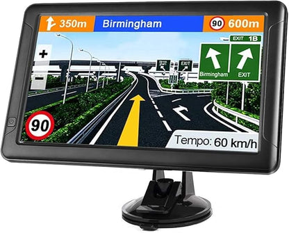GPS Navigation for Car （9 Inch） Slimline Touch Screen Real Voice Direction ，USA Edition 2025 (Free Lifetime Updates) Turn-by-Turn Voice and Lane Guidance, Speed and Red Light Warning (American Brand)