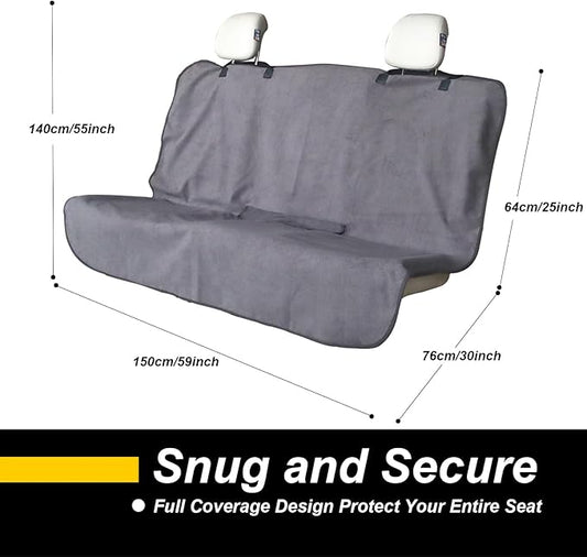 Back Seat Cover for Car Trucks Van SUV,Waterproof Rear Bench Towel Seat Covers for Dogs and Kids,Automotive Backseat Protector (Grey)