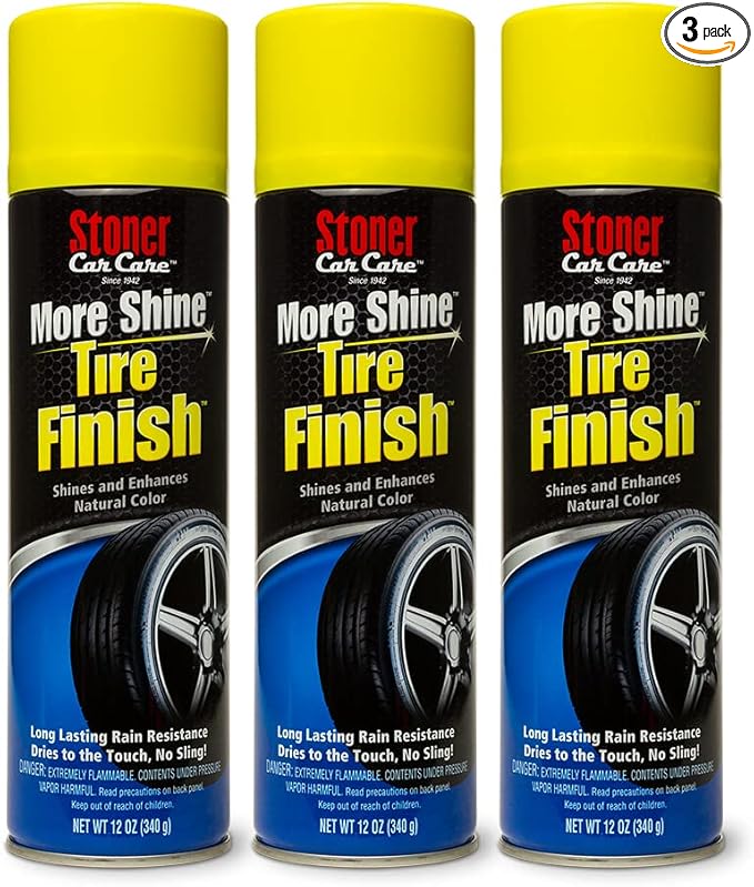 Stoner Car Care 91094-3PK More Shine Tire Finish for Tire and Wheel Care Creates a Long-Lasting, Rain-Resistant Tire Shine, Makes Faded Tires Look New, Non-Greasy Formula, 12 Oz, Pack of 3