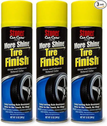 Stoner Car Care 91094-3PK More Shine Tire Finish for Tire and Wheel Care Creates a Long-Lasting, Rain-Resistant Tire Shine, Makes Faded Tires Look New, Non-Greasy Formula, 12 Oz, Pack of 3