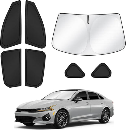 Sunshades for 2025 2026 Kia K4 Accessories Windshield Sun Shade Side Rear Window Shade Cover Sun Visor Shield Privacy Protection for Camping Keep Vehicle Cool Black 7PCS