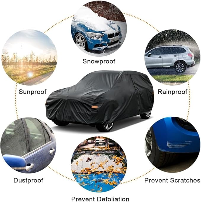 Kayme 7 Layers Car Cover Custom Fit for Toyota Sienna Minivan (1997-2025) Waterproof All Weather for Automobiles, Outdoor Full Cover Rain Sun UV Protection.Black