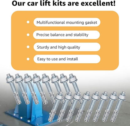 Lift Install Kit, Car Lift Installation Install Kit,(16Pcs 3/4" x 5.5" Wedge Anchor Bolts)