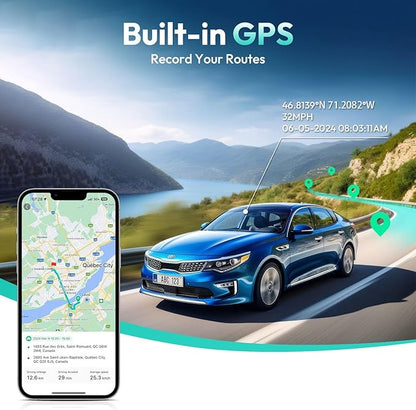 4k Dash Cam Front and Rear, 24/7 Parking Monitor with Hardwired Kit, 170° Ultra Wide Dashcam, ADAS, IMX415 Sensor, Night Vision, WDR, Loop Recording, 5G/2.4G WiFi & GPS, Free 64GB Card