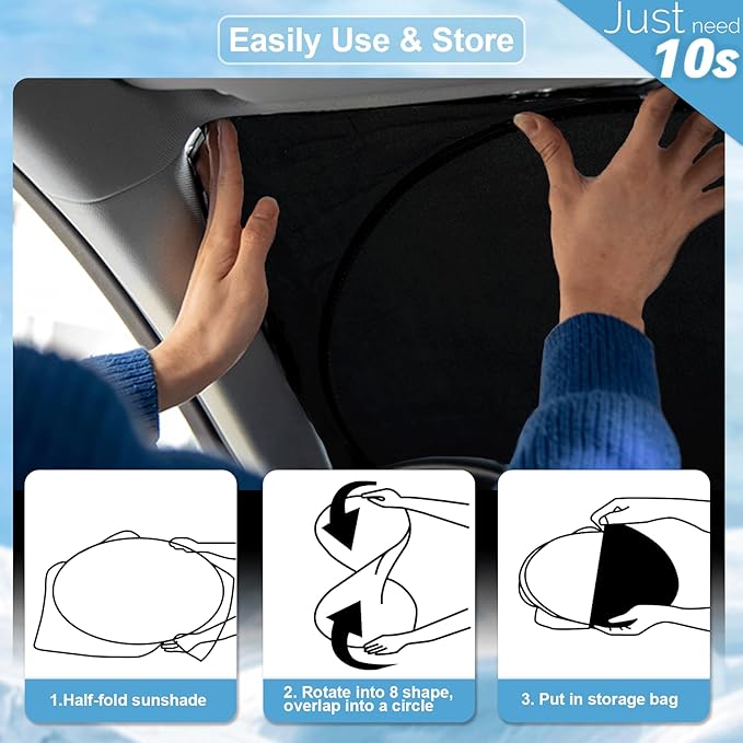 Sunshade Sun Shade for 2018-2024 2025 Jeep Wrangler JL JLu JK JKU Windshield Cover Custom Fit 2020-2025 2026 Jeep Gladiator Front Window Shields Protector 210T Reflective Blocks UV Rays Keep Cool