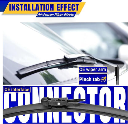 3 wipers Replacement for 2020-2023 Ford Escape, Windshield Wiper Blades Original Equipment Replacement - 24"/20"/11" (Set of 3) Pinch Tap