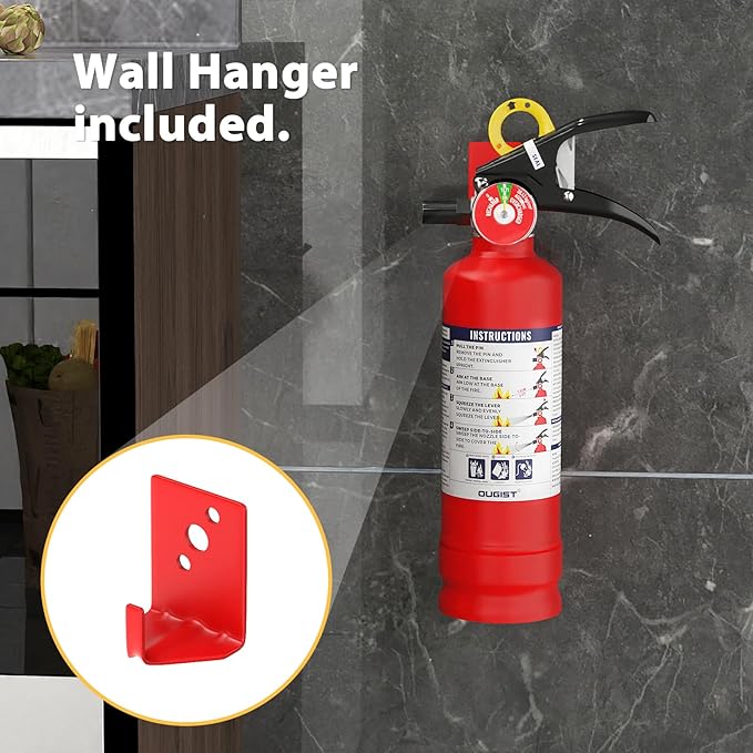 ABC Fire Extinguisher for Home & Vehicle - 2.5 lb 1-A:10-B:C Rated, Dry Chemical Fire Safety with Quick-Release Handle, Certified for Kitchen/Car/Boat Use (Model FF1KG)