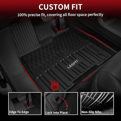 LASFIT Floor Mats for Toyota Sienna 7 Seats 2021-2025 (Only for 7 Seat & Not Fit 2025 Platinum Edition) All Weather TPE Custom Fit Floor Liner for Toyota 7 Passenger Front and Rear Car Mat, Black