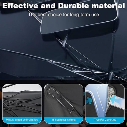 Windshield Sun Shade Umbrella, Portable Foldable, Spring Structure Wind Shield, Front Window Sunshade, Protect from Sun Rays Car Windshield, Universal for Any Car (53.1'' x 29.5'')