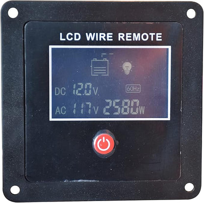 2500W Pure Sine Wave Inverter 12V to 120V AC with 2 AC outlets, DC5V 2 Amp USB Output, LCD Display Wire Remote kit and Heavy Duty Battery Cables.